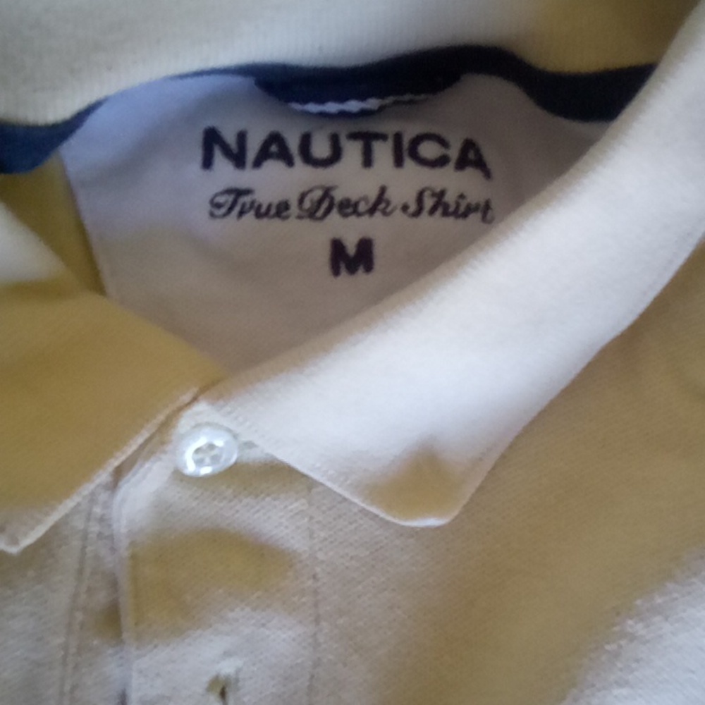 Men's medium pale yellow Nautica polo shirt